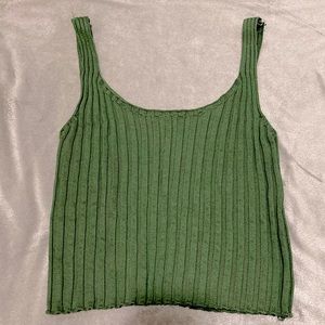 Green Crop Ribbed Tank